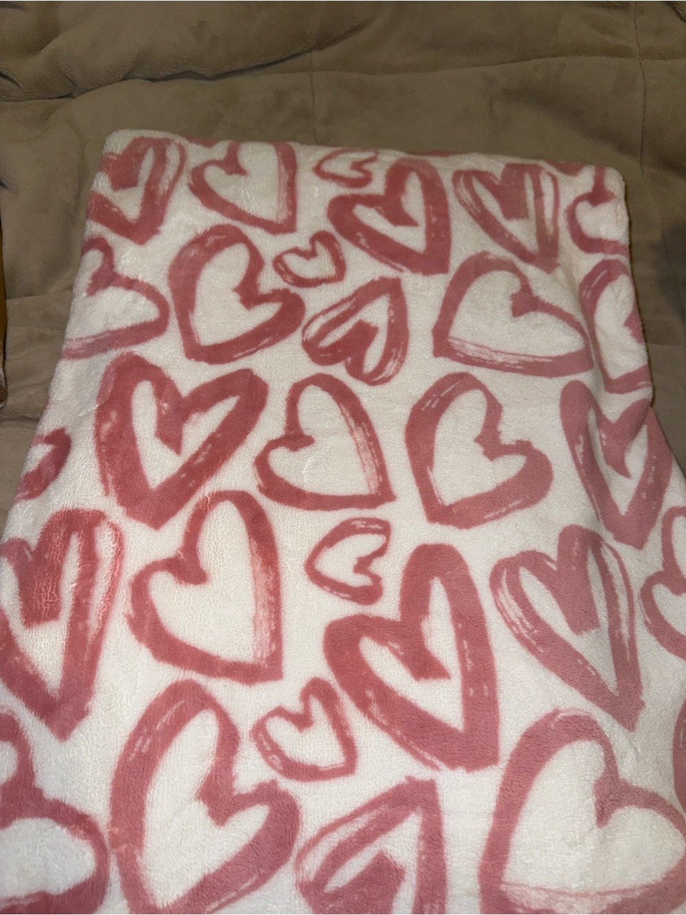 Plush Pink Heart Print Throw Blanket - Soft White & Rose Hearts